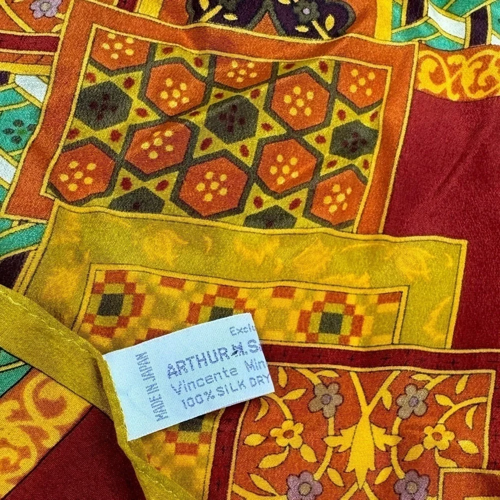 VTG Arthur Sackler M. Gallery 100% Silk Scarf Design By Vincente Minetti